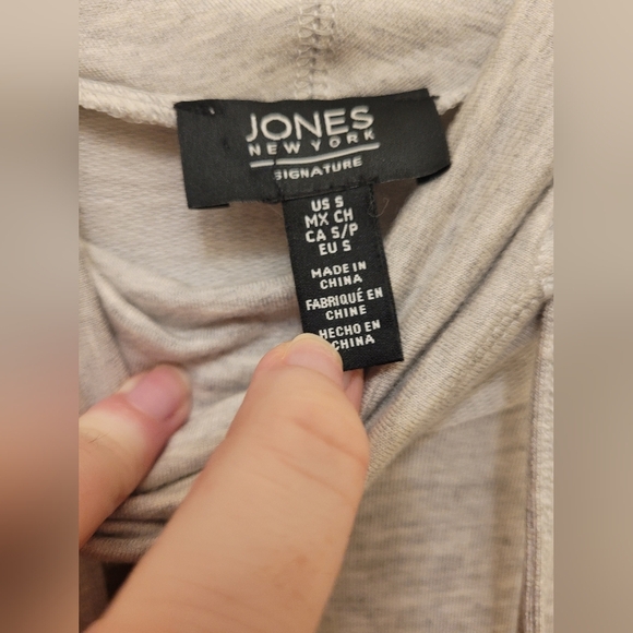 Jones New York Heather Gray Cowl Neck Sweatshirt Ties Size Small - Picture 10 of 12